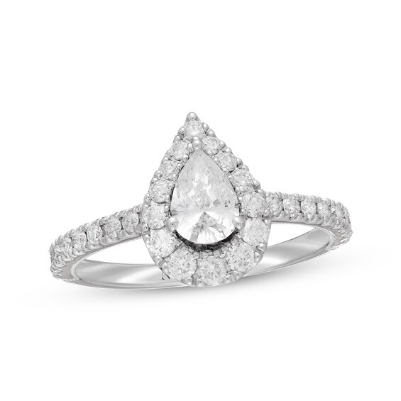 Previously Owned Neil Lane Diamond Engagement Ring 1 ct tw Pear & Round 14K White Gold Size
