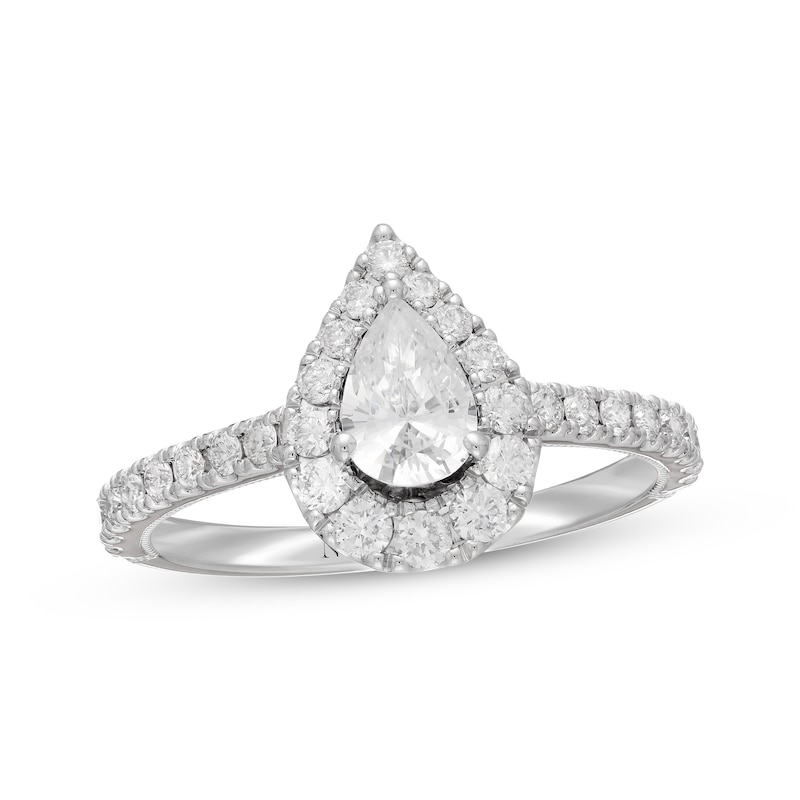 Previously Owned Neil Lane Diamond Engagement Ring 1 ct tw Pear & Round 14K White Gold - Size 4.5