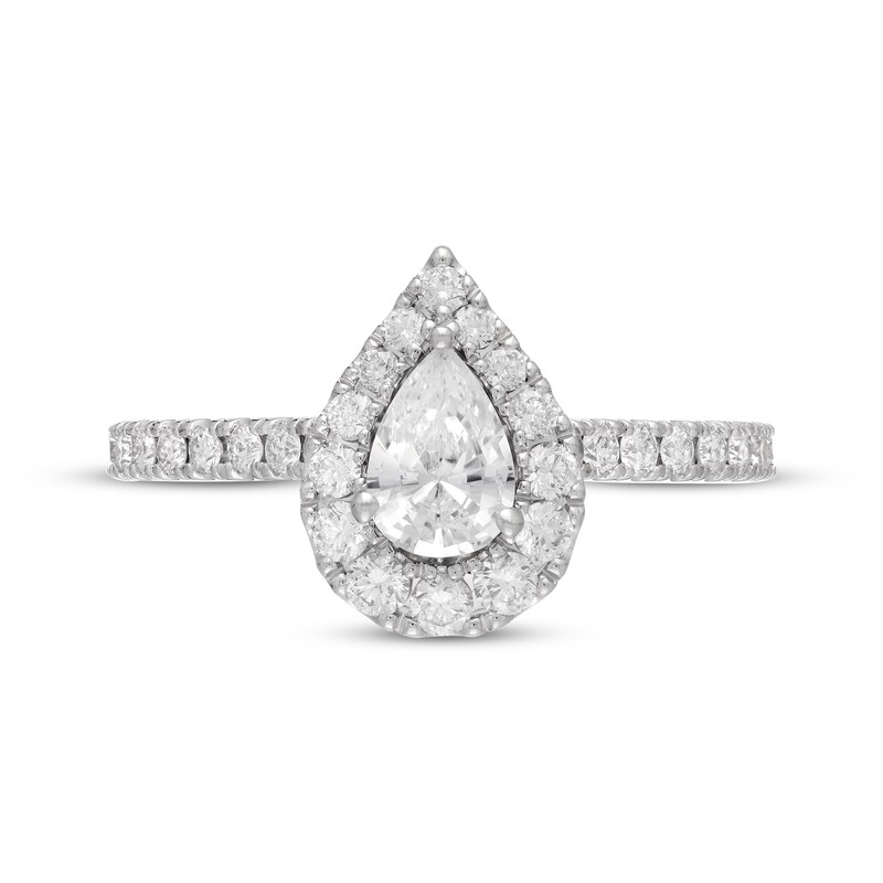 Previously Owned Neil Lane Diamond Engagement Ring 1 ct tw Pear & Round 14K White Gold - Size 4.5