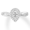 Thumbnail Image 2 of Previously Owned Diamond Engagement Ring 1/2 ct tw Pear/Round 14K White Gold - Size 4