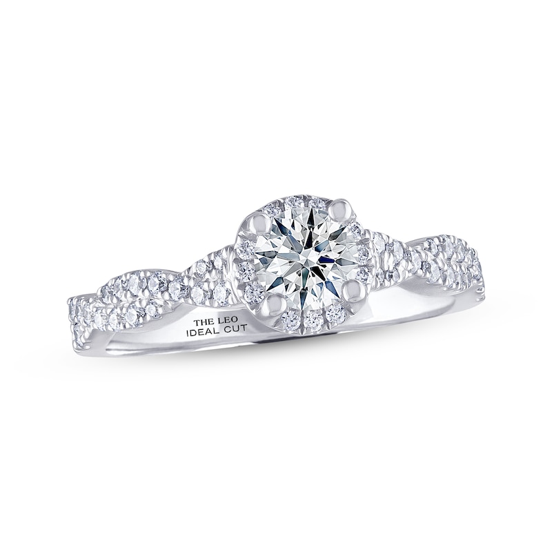Main Image 1 of Previously Owned THE LEO Ideal Cut Diamond Engagement Ring 3/4 ct tw Round-cut 14K White Gold Size 4.75