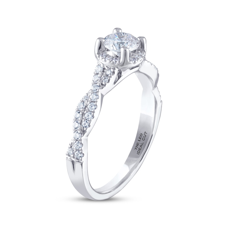 Main Image 2 of Previously Owned THE LEO Ideal Cut Diamond Engagement Ring 3/4 ct tw Round-cut 14K White Gold Size 4.75