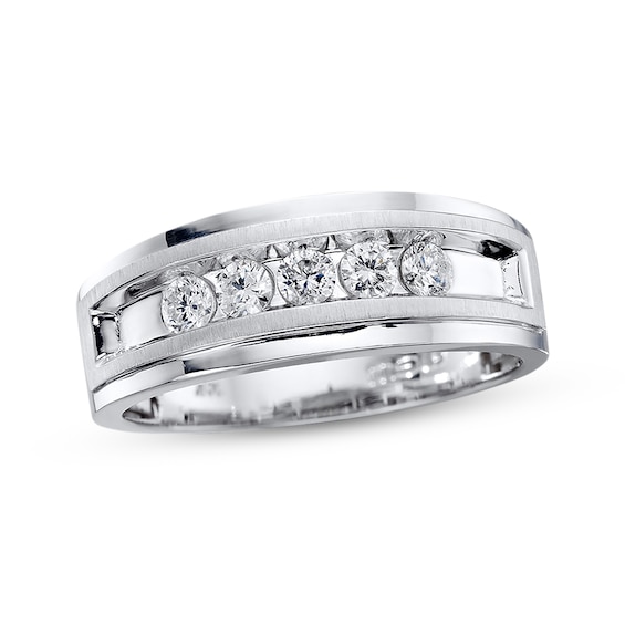 Previously Owned Men's Diamond Band 1/2 ct tw Round-cut 10K White Gold Size 12.75