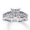 Thumbnail Image 1 of Previously Owned Diamond Engagement Ring 1-3/4 ct tw Princess/Round-cut 14K White Gold - Size 4.75
