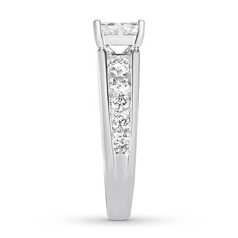 Previously Owned Diamond Engagement Ring 1-3/4 ct tw Princess/Round-cut 14K White Gold - Size 10.75