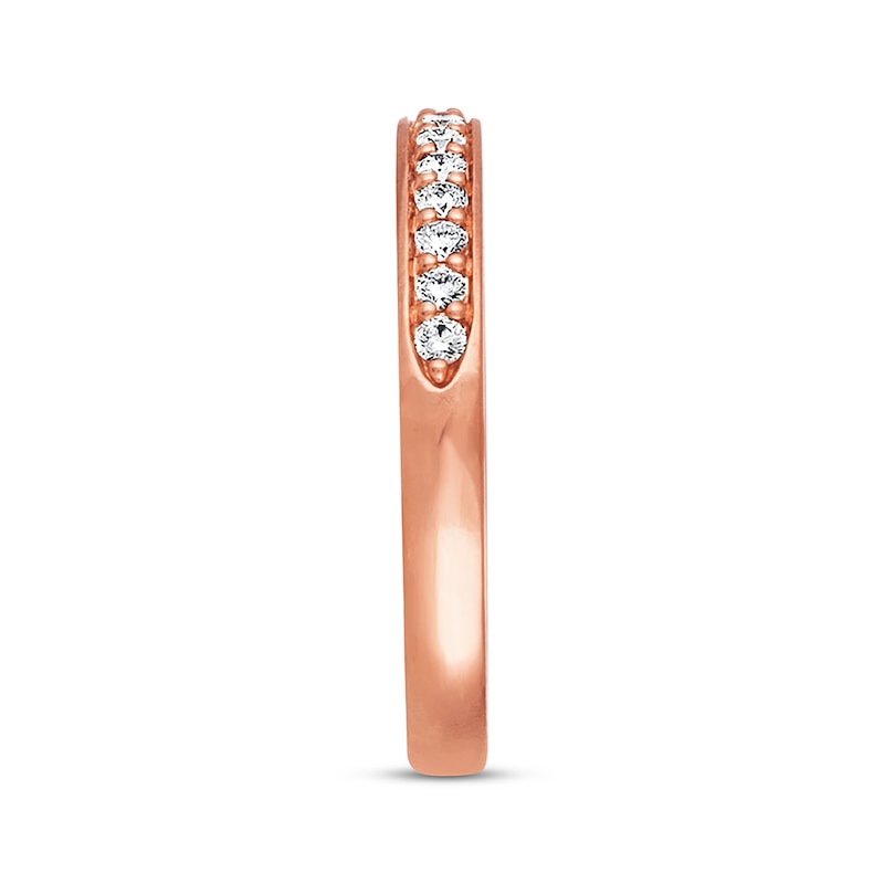Main Image 2 of Previously Owned THE LEO Diamond Wedding Band 1/4 ct tw Round-cut 14K Rose Gold Size 10
