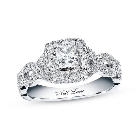 Previously Owned Neil Lane Diamond Engagement Ring 1 ct tw Princess & Round-cut 14K White Gold Size 4.75