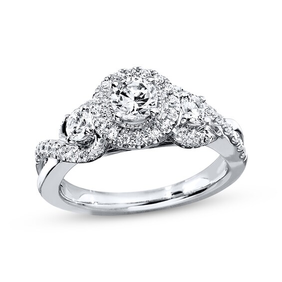 Previously Owned Diamond Engagement Ring 7/8 ct tw Round-cut 14K White Gold Size