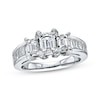 Thumbnail Image 1 of Previously Owned Diamond Engagement Ring 2 ct tw Emerald & Baguette-cut 14K White Gold Size 4.25