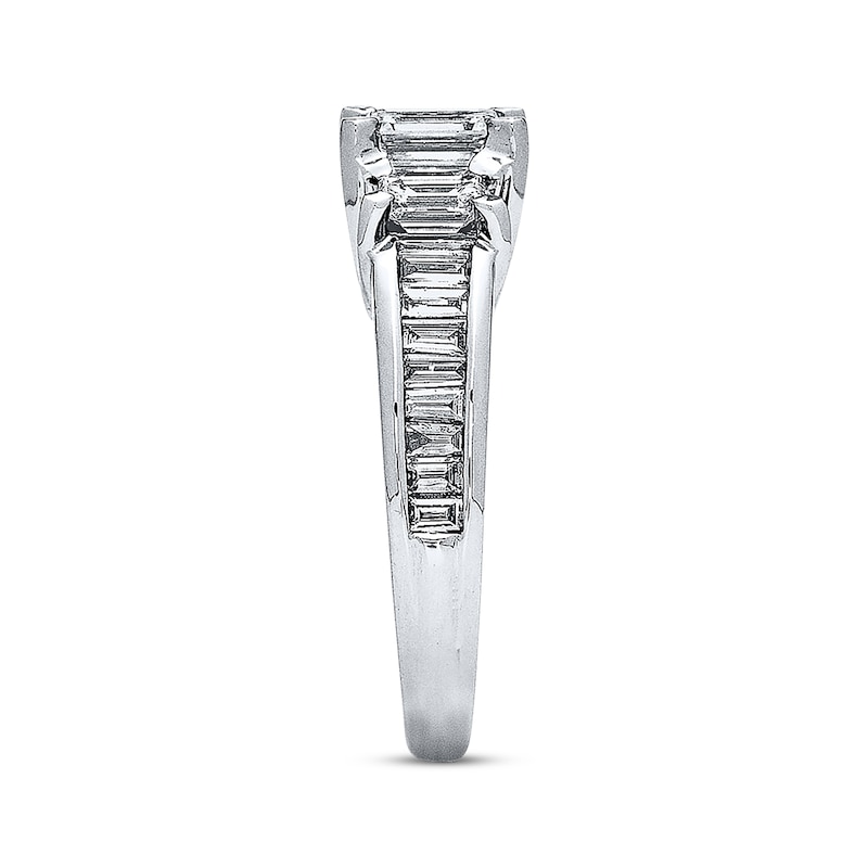 Main Image 2 of Previously Owned Diamond Engagement Ring 2 ct tw Emerald & Baguette-cut 14K White Gold Size 4.25