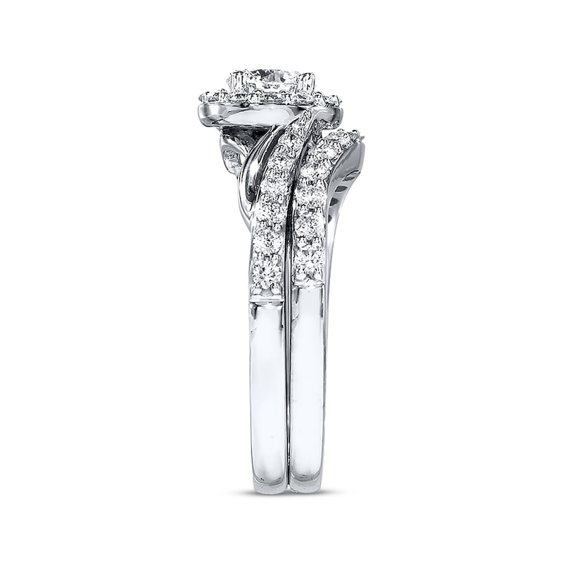 Main Image 2 of Previously Owned THE LEO Diamond Bridal Set 1 ct tw Round-cut 14K White Gold - Size 3.5