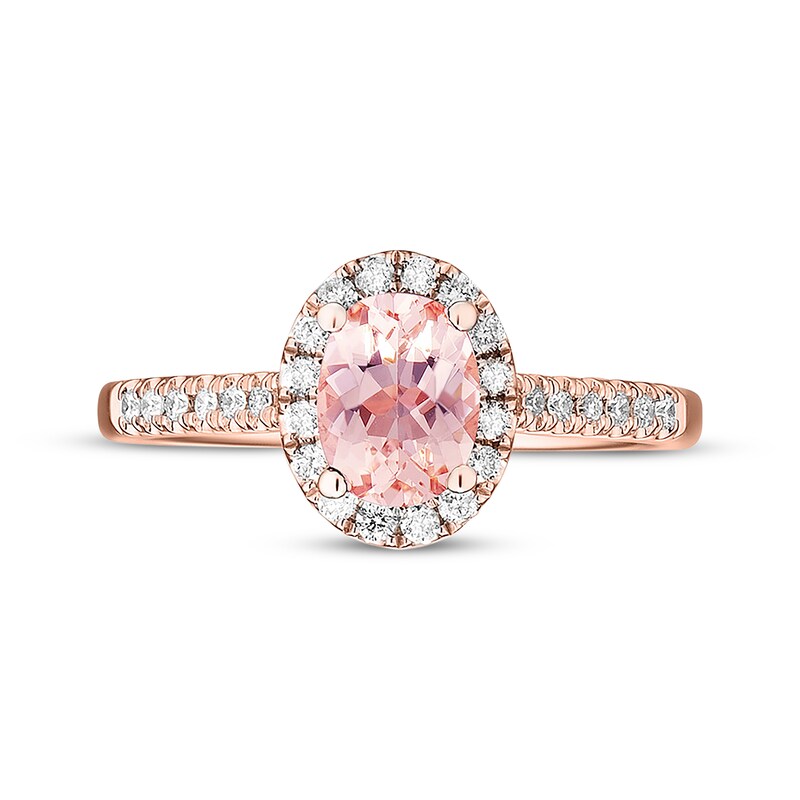 Main Image 4 of Previously Owned Morganite Engagement Ring 1/4 ct tw Diamonds 14K Rose Gold - Size 10