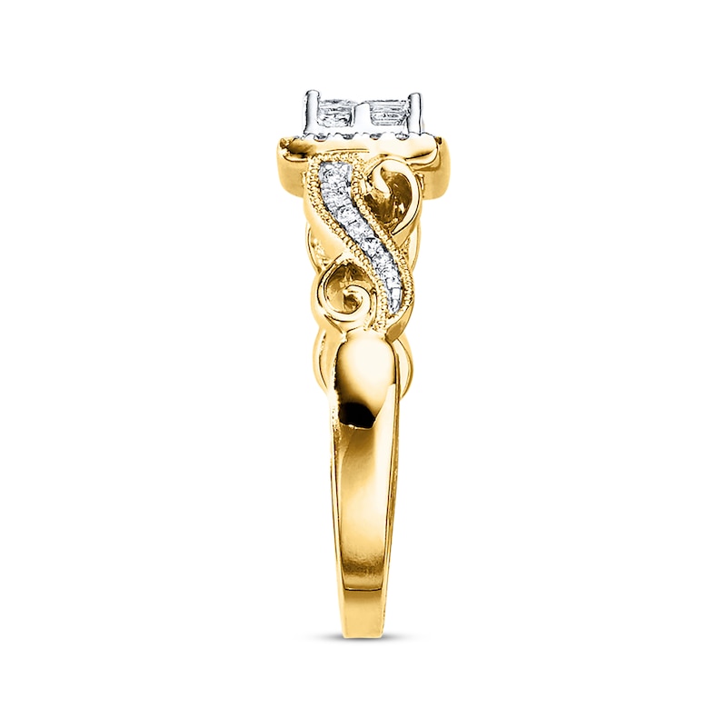 Main Image 2 of Previously Owned Diamond Engagement Ring 5/8 cttw Princess/Round 14K Yellow Gold