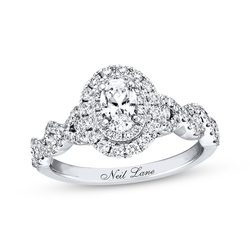 Main Image 1 of Previously Owned Neil Lane Bridal Diamond Ring 1-1/6 ct tw Oval & Round-cut 14K White Gold Size 9