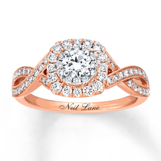 Previously Owned Neil Lane Engagement Ring 7/8 ct tw Round-cut Diamonds 14K Two-Tone Gold Size 5.25