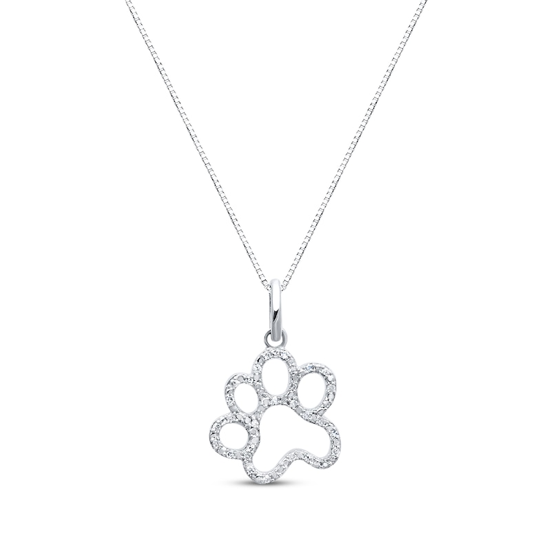 Previously Owned Round-cut Diamond Dog Paw Necklace 1/15 ct tw Sterling Silver