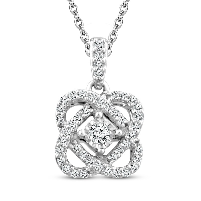 Main Image 1 of Previously Owned Center of Me Diamond Necklace 1/10 ct tw Sterling Silver 18&quot;