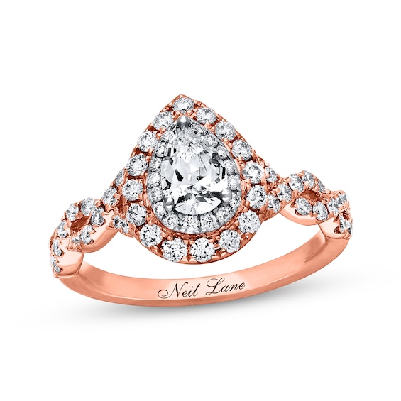 Previously Owned Neil Lane Diamond Engagement Ring 1-1/8 ct tw Pear & Round-cut 14K Two-Tone Gold