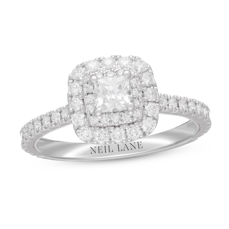 Main Image 1 of Previously Owned Neil Lane Diamond Engagement Ring 7/8 ct tw Princess/Round 14K White Gold
