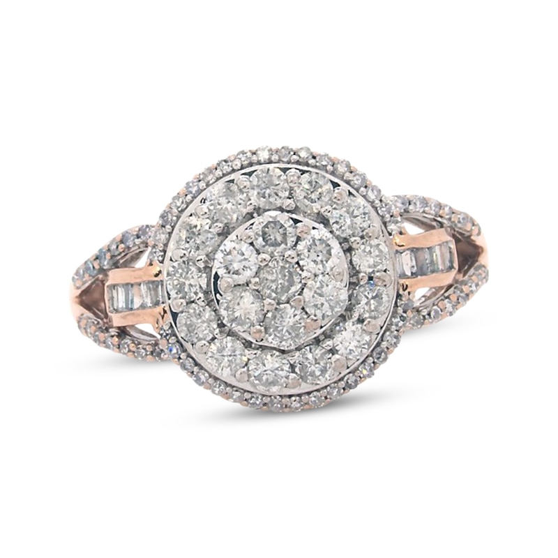 Previously Owned Multi-Diamond Center Ring 1 ct tw Round & Baguette-cut 10K Rose Gold