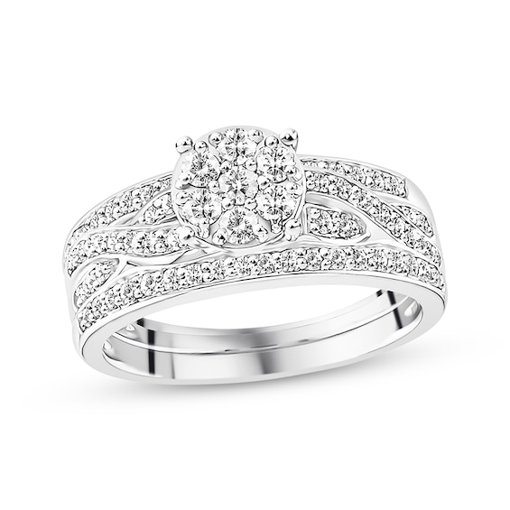 Previously Owned Diamond Bridal Set 5/8 ct tw Round-cut 10K White Gold
