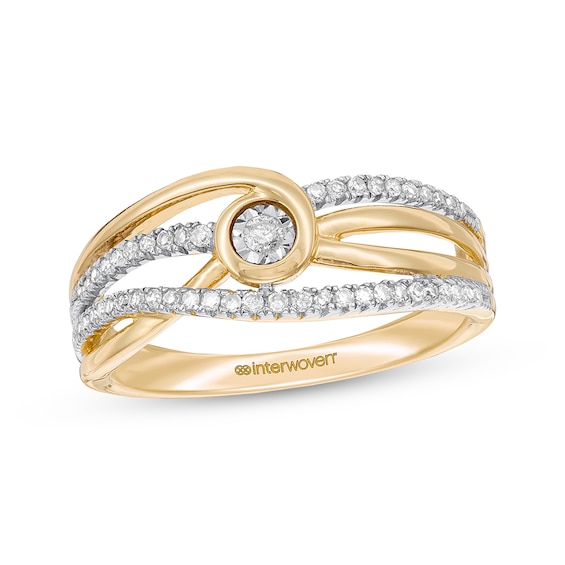 Previously Owned Interwoven Diamond Ring 1/5 ct tw Round-cut 10K Yellow Gold