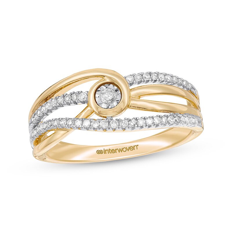 Main Image 1 of Previously Owned Interwoven Diamond Ring 1/5 ct tw Round-cut 10K Yellow Gold