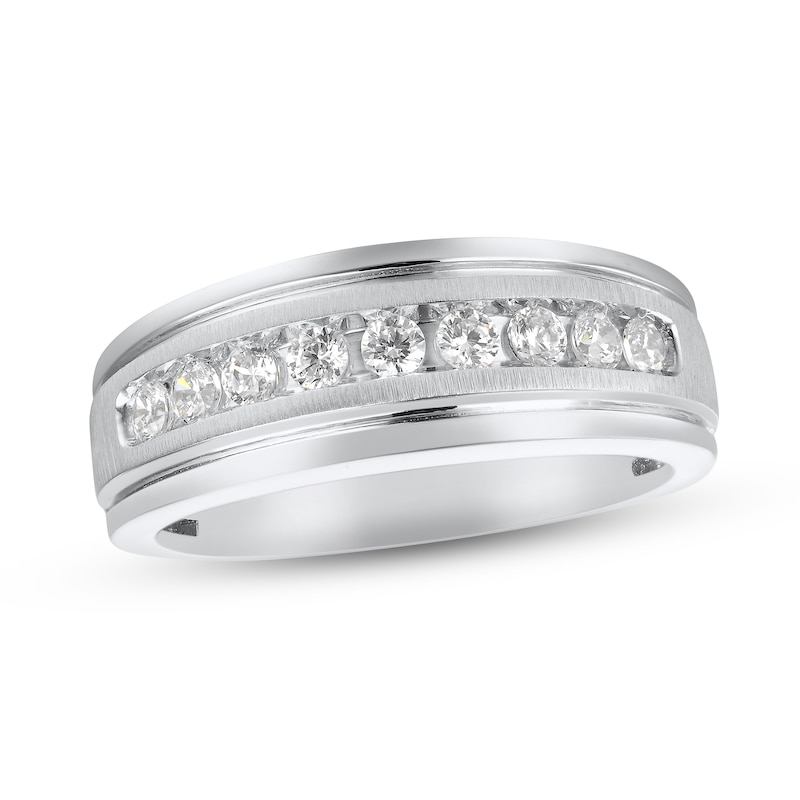 Previously Owned Men's Diamond Wedding Band 1 ct tw Round-cut 10K White Gold