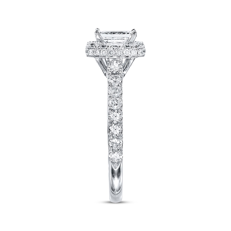 Main Image 2 of Previously Owned Neil Lane Diamond Ring 1-3/8 ct tw Emerald & Round-cut 14K White Gold - Size 9.5