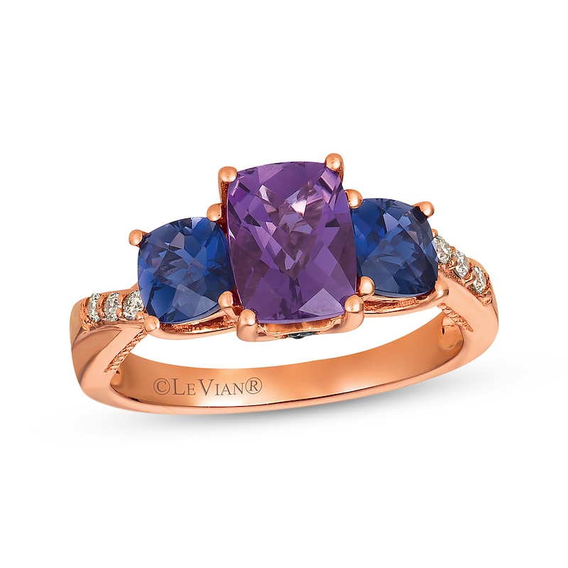 Previously Owned Le Vian Amethyst & Iolite Ring 1/10 ct tw Diamonds 14K Strawberry Gold