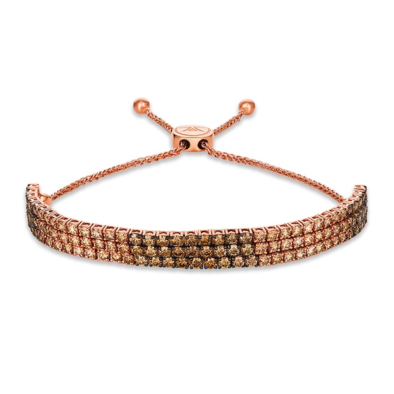 Previously Owned Le Vian Ombre Bolo Bracelet 5 ct tw Diamonds 14K Strawberry Gold