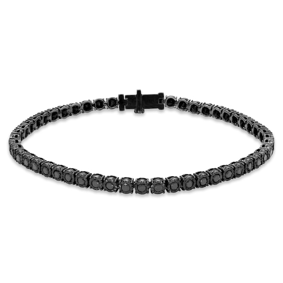 Previously Owned Men's Black Diamond Bracelet 4 ct tw Round-cut Sterling Silver 8.5"