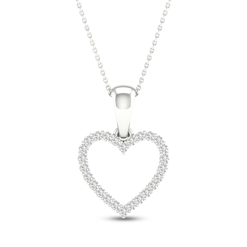 Main Image 1 of Previously Owned Diamond Heart Necklace 1/10 ct tw Round-Cut 10K White Gold 18&quot;