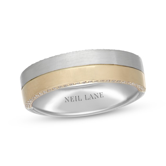 Previously Owned Neil Lane Men's Diamond Wedding Band 1/5 ct tw Round-Cut 14K Two-Tone Gold