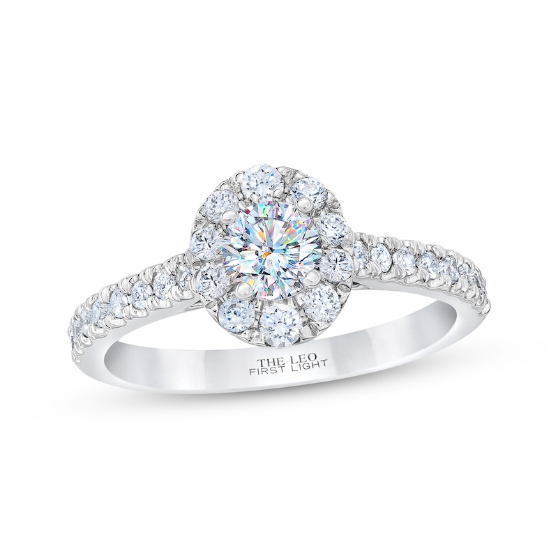 Previously Owned THE LEO First Light Diamond Engagement Ring 5/8 ct tw Round-cut 14K White Gold