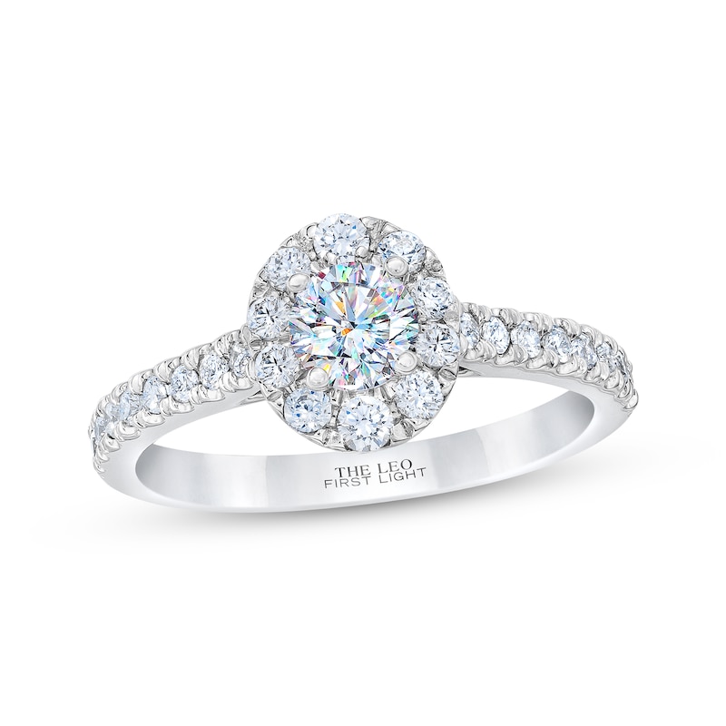 Main Image 1 of Previously Owned THE LEO First Light Diamond Engagement Ring 5/8 ct tw Round-cut 14K White Gold