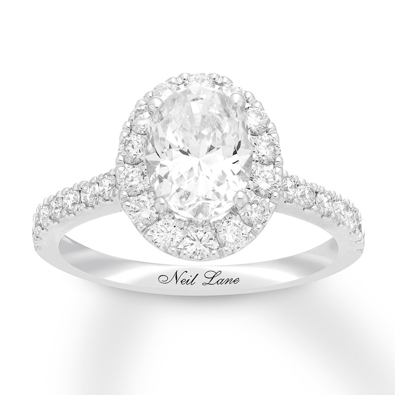 Previously Owned Neil Lane Engagement Ring 2-1/8 ct tw Oval & Round-cut Diamonds 14K White Gold