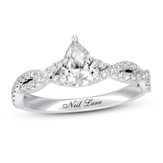 Previously Owned Neil Lane Diamond Engagement Ring 1 ct tw Pear & Round-cut 14K White Gold Size 4.5