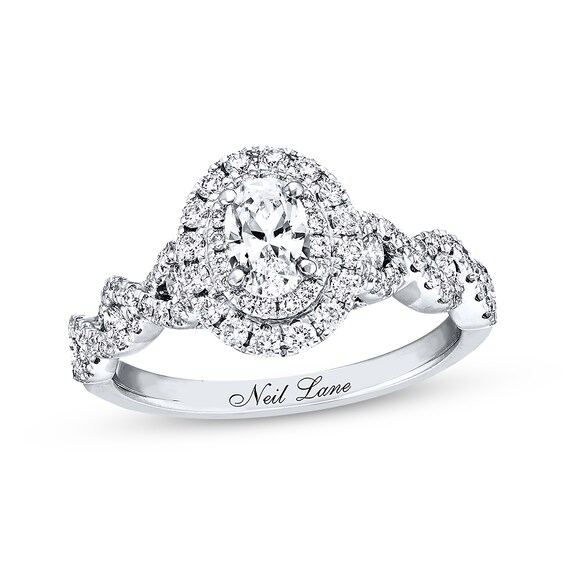 Previously Owned Neil Lane Bridal Oval Diamond Engagement Ring 1-1/6 ct tw 14K White Gold Size 6