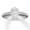 Thumbnail Image 1 of Previously Owned Neil Lane Black & White Diamond Engagement Ring 1-5/8 ct tw Oval & Round-cut 14K White Gold - Size 5