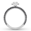 Previously Owned Neil Lane Black & White Diamond Engagement Ring 1-5/8 ct tw Oval & Round-cut 14K White Gold