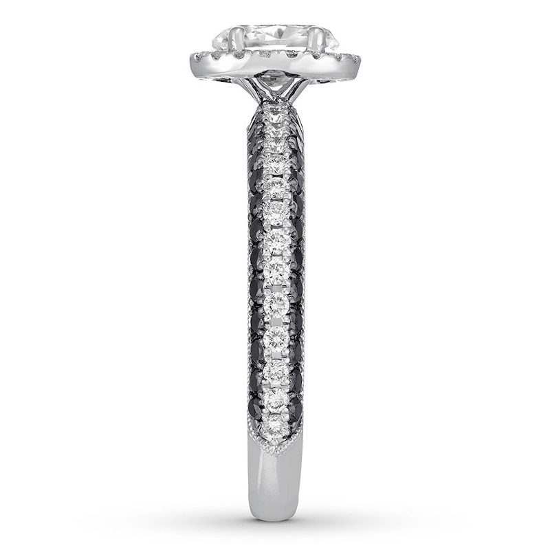 Main Image 3 of Previously Owned Neil Lane Black & White Diamond Engagement Ring 1-5/8 ct tw Oval & Round-cut 14K White Gold - Size 5