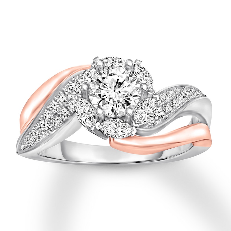 Main Image 1 of Previously Owned Diamond Engagement Ring 3/4 ct tw Round-cut 14K Two-Tone Gold