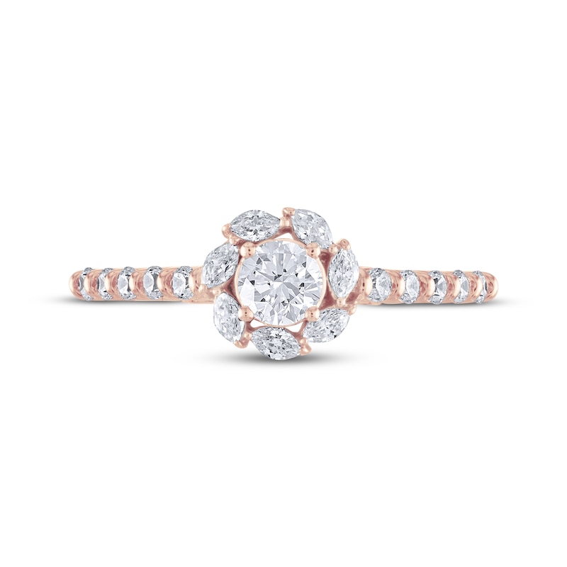 Main Image 3 of Previously Owned Adrianna Papell Diamond Engagement Ring 5/8 ct tw Round & Marquise 14K Rose Gold
