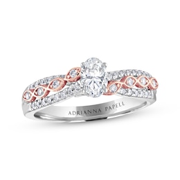 Previously Owned Adrianna Papell Diamond Engagement Ring 5/8 ct tw Oval & Round 14K Two-Tone Gold
