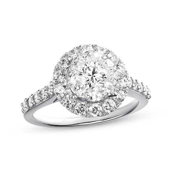 Previously Owned Diamond Engagement Ring 1-1/2 ct tw Round-cut 14K White Gold