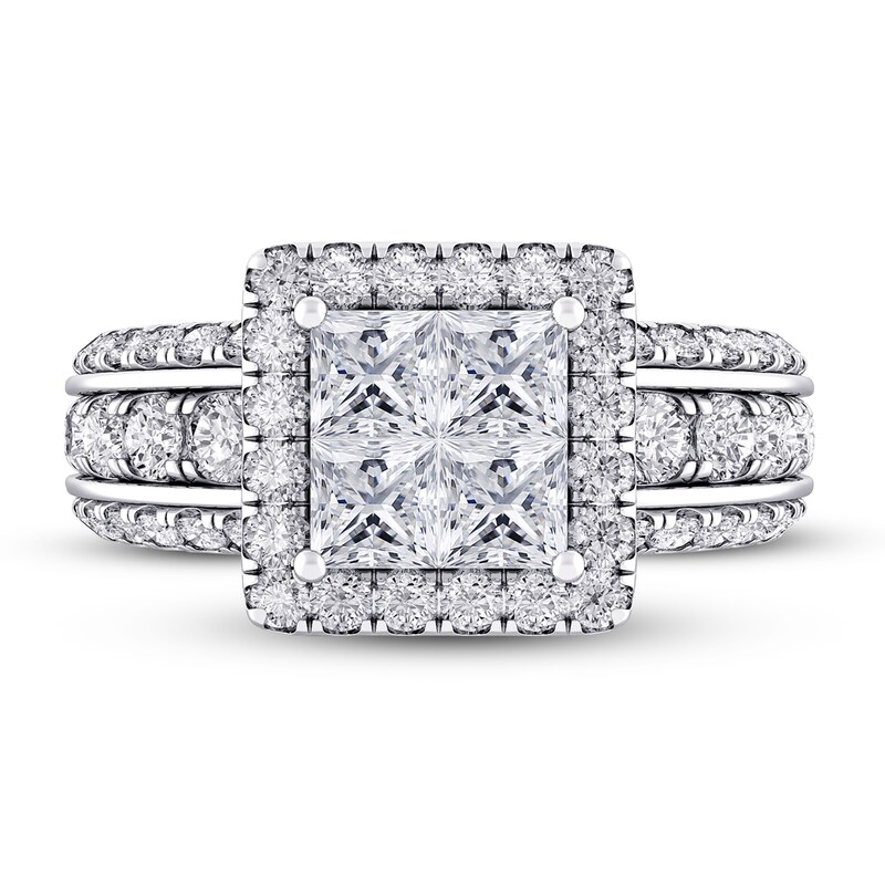 Previously Owned Diamond Engagement Ring 2 ct tw Princess/Round 14K White Gold