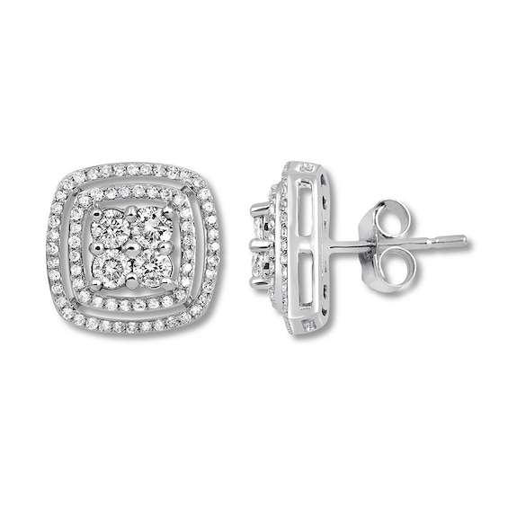 Previously Owned Diamond Earrings 1 ct tw Round-cut 10K White Gold