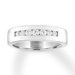 Previously Owned Men's THE LEO Diamond Wedding Band 3/8 ct tw Round-cut 14K White Gold