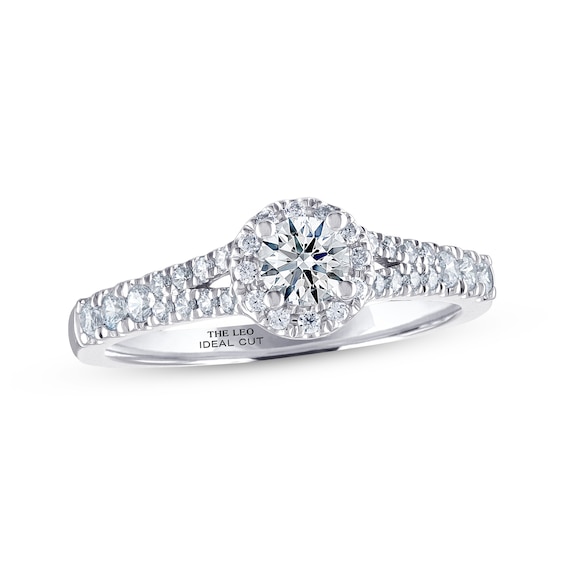 Previously Owned THE LEO Ideal Cut Diamond Engagement Ring -/ ct tw Round-cut 14K White Gold